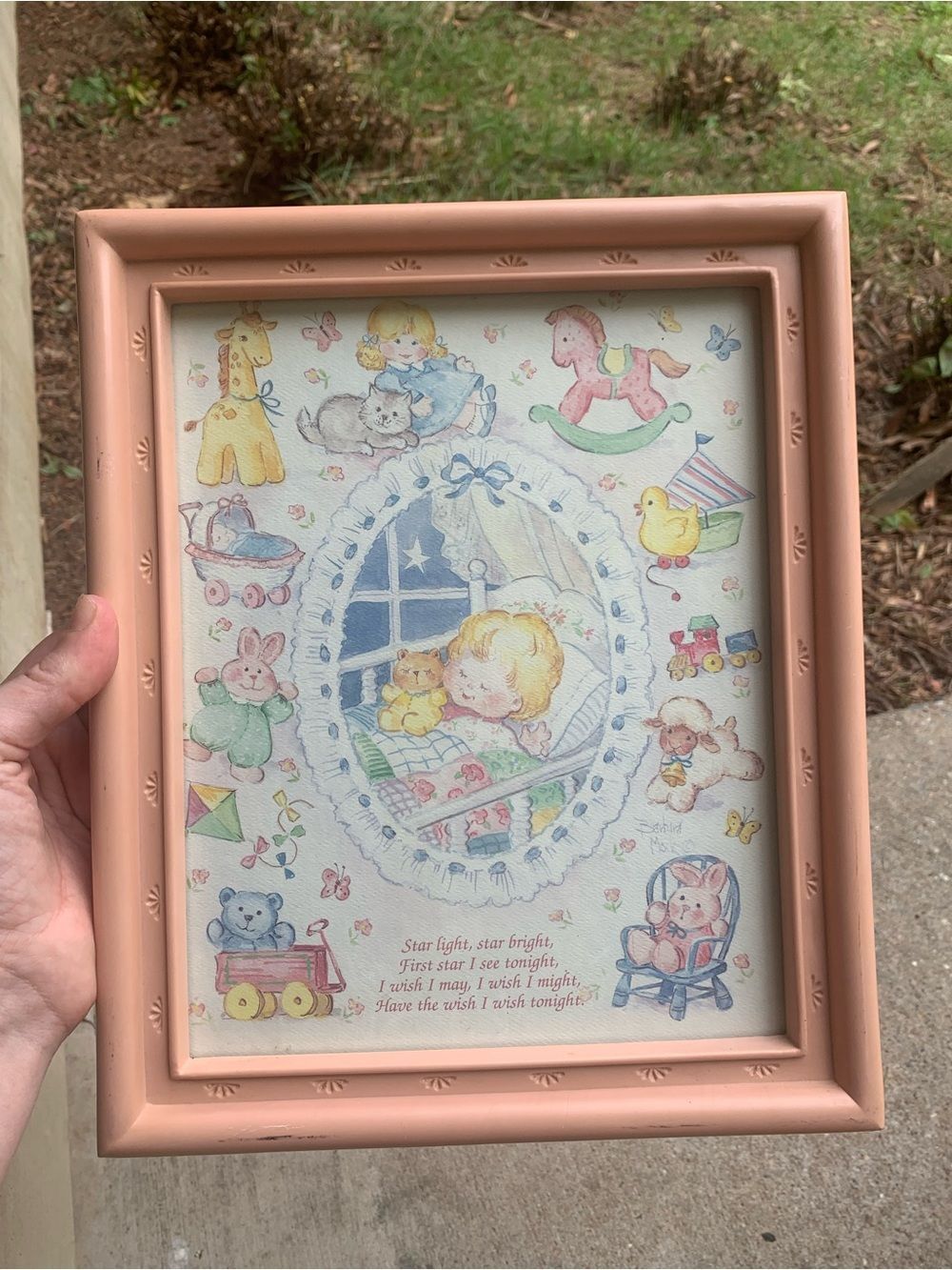Vintage Star Light Star Bright Verse Poem Print Picture Frame Nursery Baby Art